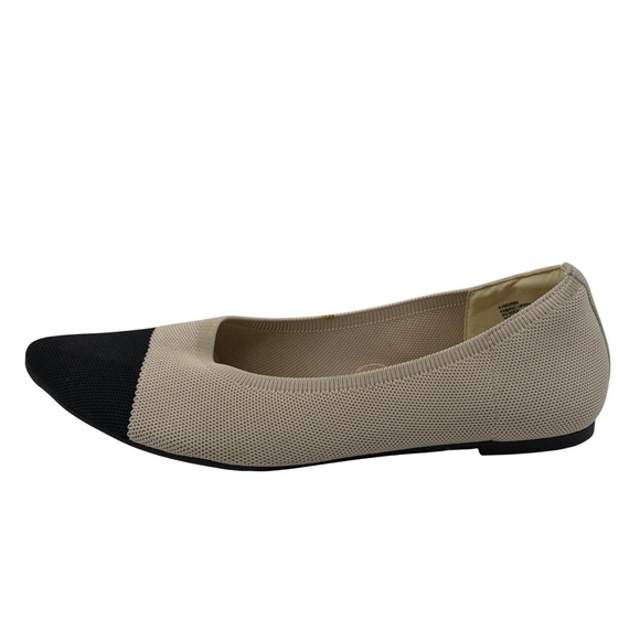 Torrid Women Beige Black Knit Pointed Toe Stretch Ballet Flats Shoes Size 13W - Picture 5 of 7